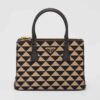 Prada Women Small Prada Galleria Jacquard Fabric Bag-Brown