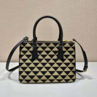 Prada Women Small Prada Galleria Jacquard Fabric Bag-Brown (1)