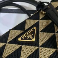 Prada Women Small Prada Galleria Jacquard Fabric Bag-Brown (1)