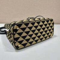 Prada Women Small Prada Galleria Jacquard Fabric Bag-Brown (1)