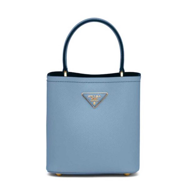 Prada Women Small Saffiano Leather Prada Panier Bag-blue (1)