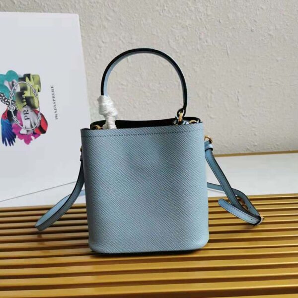 Prada Women Small Saffiano Leather Prada Panier Bag-blue (4)