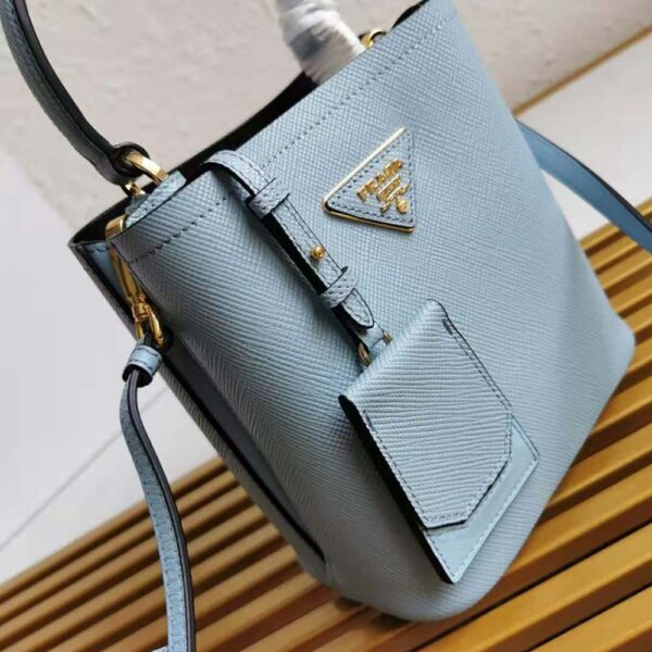 Prada Women Small Saffiano Leather Prada Panier Bag-blue (5)