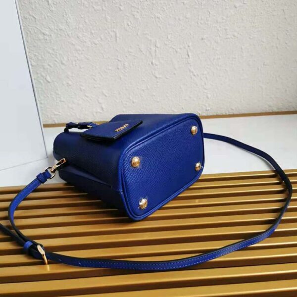 Prada Women Small Saffiano Leather Prada Panier Bag-navy (6)