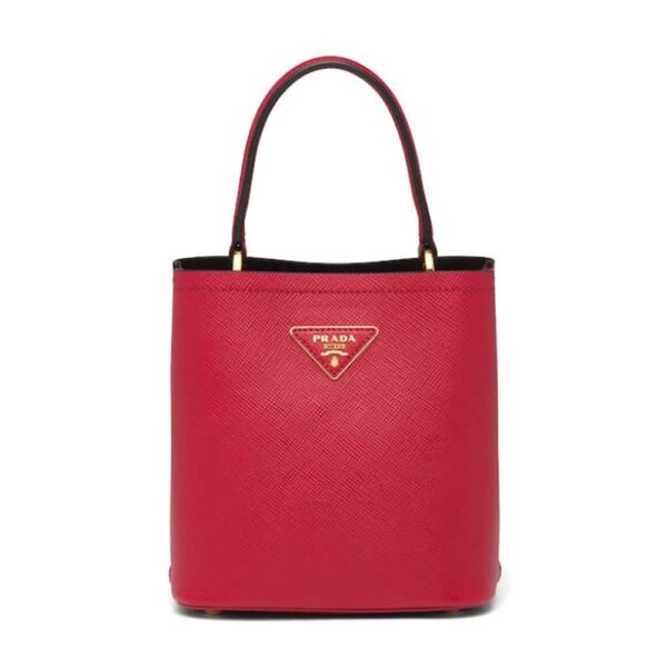 Prada Women Small Saffiano Leather Prada Panier Bag-red (1)