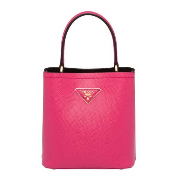 Prada Women Small Saffiano Leather Prada Panier Bag-rose (1)