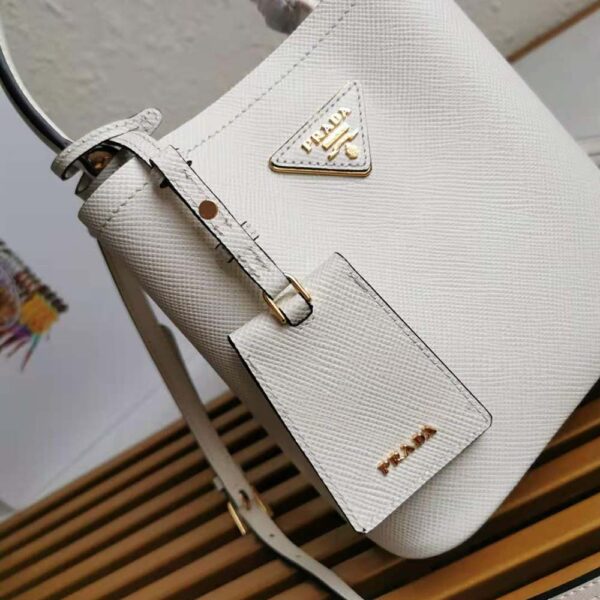 Prada Women Small Saffiano Leather Prada Panier Bag-white (5)