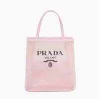 Prada Women Small Sequined Mesh Tote Bag-Pink (1)