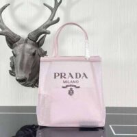 Prada Women Small Sequined Mesh Tote Bag-Pink (1)