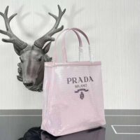 Prada Women Small Sequined Mesh Tote Bag-Pink (1)