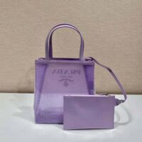 Prada Women Small Sequined Mesh Tote Bag-Purple (1)