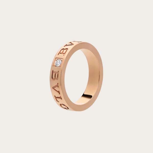 Bvlgari Women Bvlgari Bvlgari Ring 18 KT Rose Gold Ring with Diamond-gold (1)