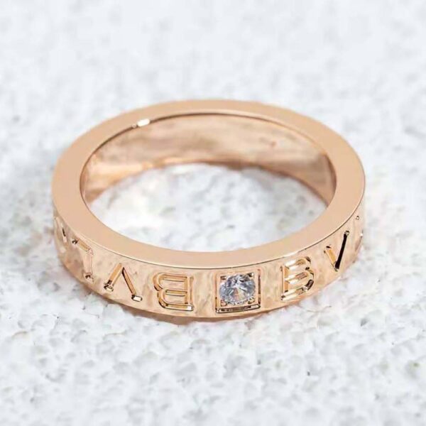 Bvlgari Women Bvlgari Bvlgari Ring 18 KT Rose Gold Ring with Diamond-gold (10)