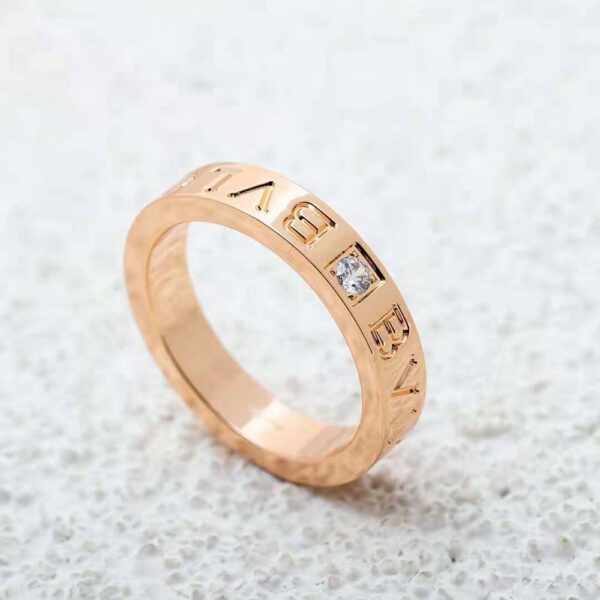 Bvlgari Women Bvlgari Bvlgari Ring 18 KT Rose Gold Ring with Diamond-gold (3)