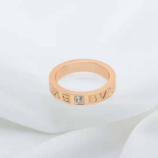 Bvlgari Women Bvlgari Bvlgari Ring 18 KT Rose Gold Ring with Diamond-gold (4)