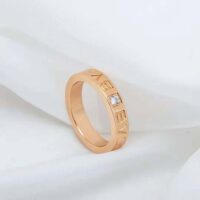 Bvlgari Women Bvlgari Bvlgari Ring 18 KT Rose Gold Ring with Diamond-gold (1)