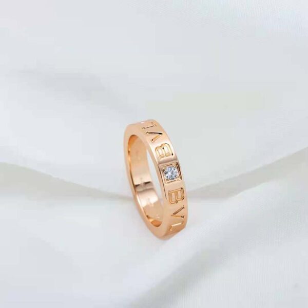 Bvlgari Women Bvlgari Bvlgari Ring 18 KT Rose Gold Ring with Diamond-gold (8)