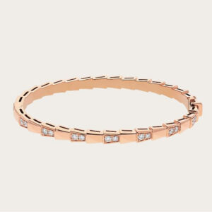 Bvlgari Women Serpenti Viper 18 KT Rose Gold Bracelet Set with Demi Pave Diamonds