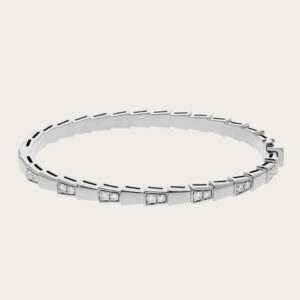 Bvlgari Women Serpenti Viper 18 KT White Gold Bracelet Set with Demi Pave Diamonds