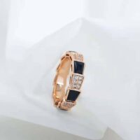 Bvlgari Women Serpenti Viper Band Ring in 18 KT Rose Gold-black (1)