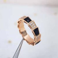 Bvlgari Women Serpenti Viper Band Ring in 18 KT Rose Gold-black (1)