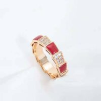 Bvlgari Women Serpenti Viper Band Ring in 18 KT Rose Gold-red (1)