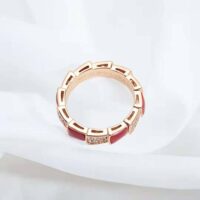 Bvlgari Women Serpenti Viper Band Ring in 18 KT Rose Gold-red (1)