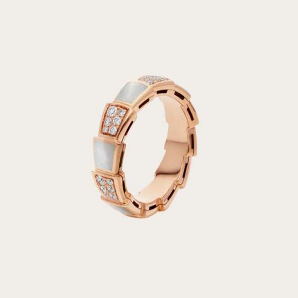 Bvlgari Women Serpenti Viper Band Ring in 18 KT Rose Gold-white (1)