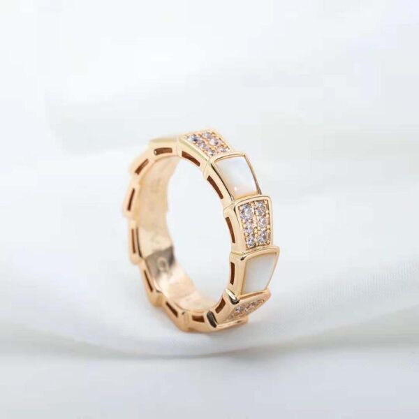 Bvlgari Women Serpenti Viper Band Ring in 18 KT Rose Gold-white (2)