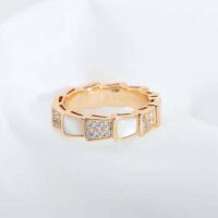 Bvlgari Women Serpenti Viper Band Ring in 18 KT Rose Gold-white (1)