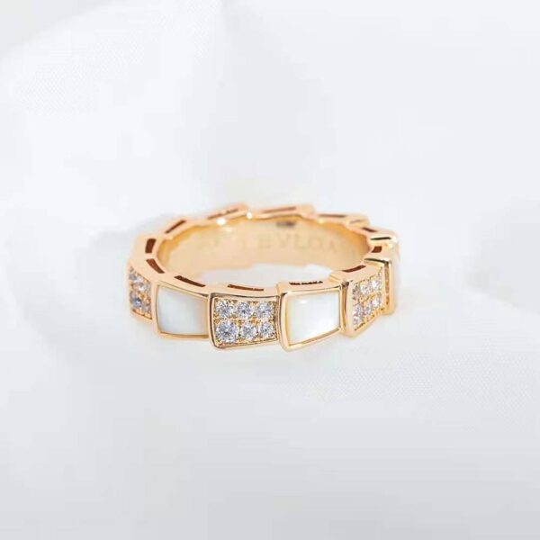 Bvlgari Women Serpenti Viper Band Ring in 18 KT Rose Gold-white (4)