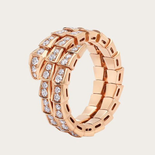 Bvlgari Women Serpenti Viper Two-coil 18 KT Rose Gold Ring (1)