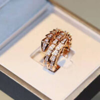 Bvlgari Women Serpenti Viper Two-coil 18 KT Rose Gold Ring (1)