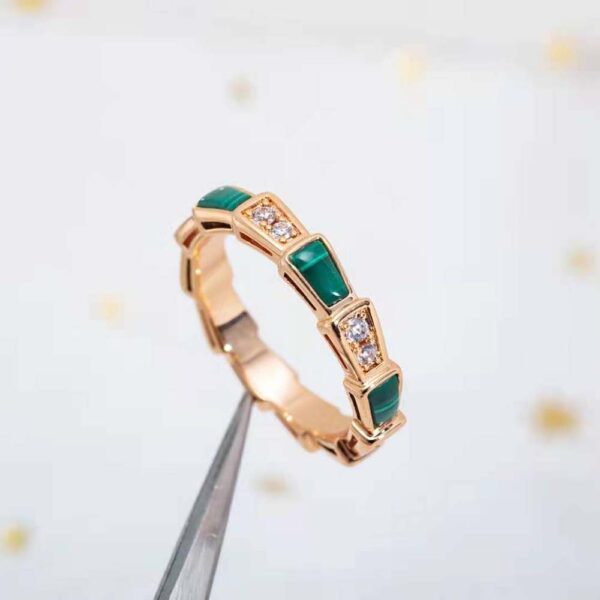 Bvlgari Women Use of Unconventional Materials Serpenti Viper Ring-green (2)