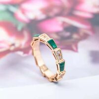 Bvlgari Women Use of Unconventional Materials Serpenti Viper Ring-green (1)