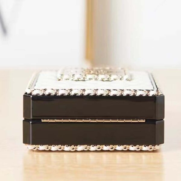 Chanel CC Women Evening Bag Lambskin Plexi Gold-Tone Metal Black White (1)