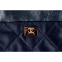 Chanel Women 22 Small Handbag Shiny Calfskin Gold-Tone Metal Navy Blue (4)