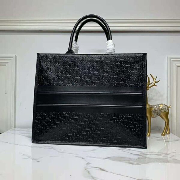 Dior Book Tote Black Dior Oblique Embossed Calfskin (3)