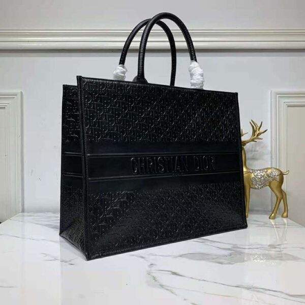 Dior Book Tote Black Dior Oblique Embossed Calfskin (4)