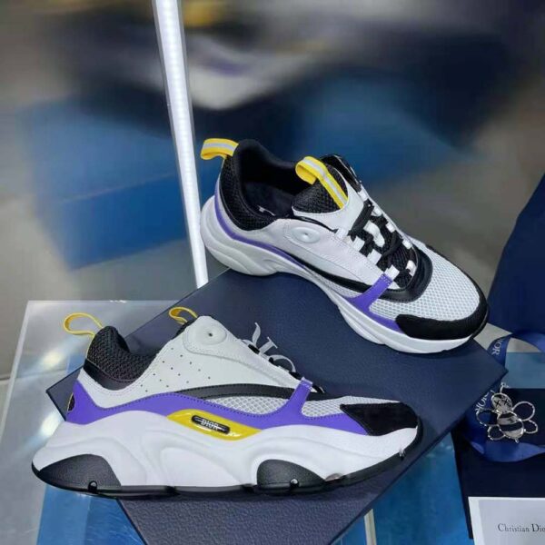 Dior Men B22 Sneaker Violet and White Calfskin with White and Black Technical Mesh (2)