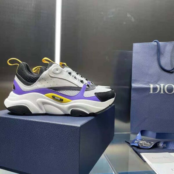 Dior Men B22 Sneaker Violet and White Calfskin with White and Black Technical Mesh (3)