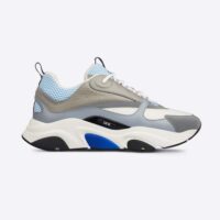 Dior Men B22 Sneaker White and Blue Technical Mesh and Gray Calfskin (1)
