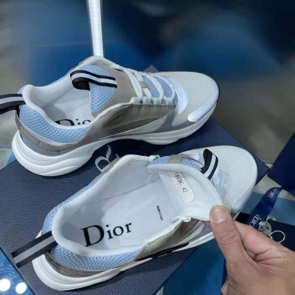 Dior Men B22 Sneaker White and Blue Technical Mesh and Gray Calfskin (10)