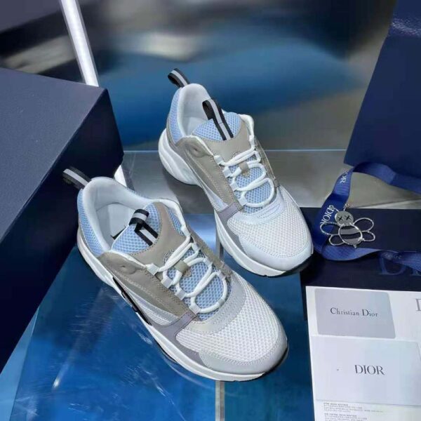Dior Men B22 Sneaker White and Blue Technical Mesh and Gray Calfskin (8)