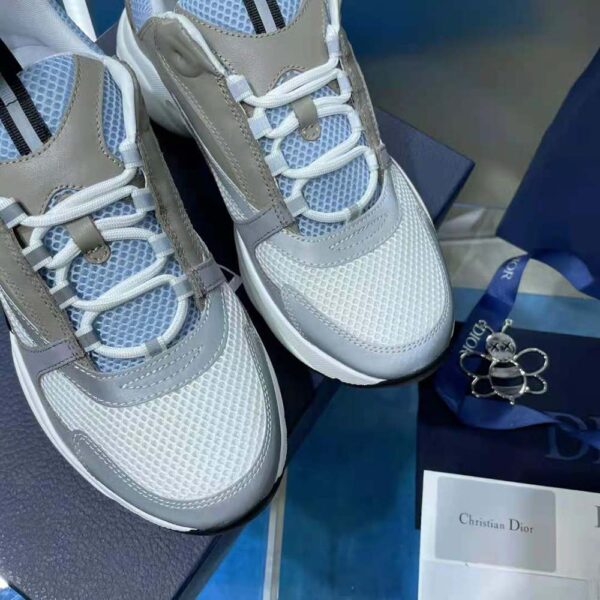 Dior Men B22 Sneaker White and Blue Technical Mesh and Gray Calfskin (9)