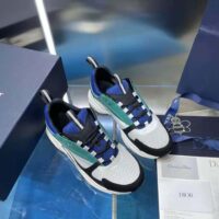 Dior Men B22 Sneaker White and Blue Technical Mesh with Deep Green and Black Smooth Calfskin (1)