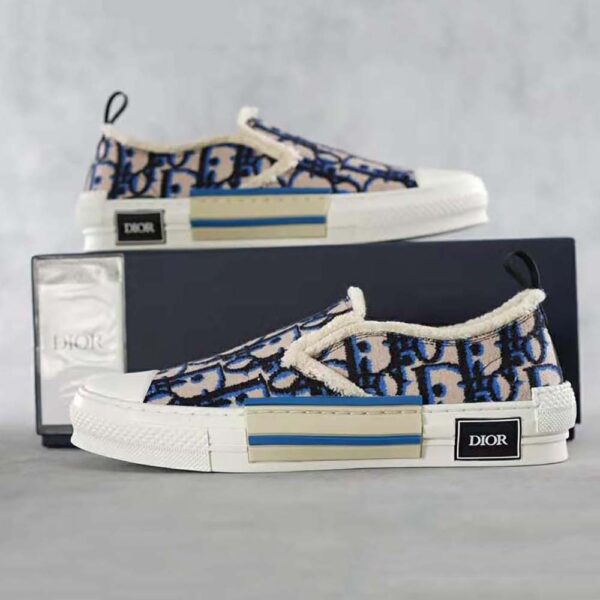 Dior Men B23 Slip-on Sneaker Beige Black and Navy Blue Dior Oblique Tapestry (4)