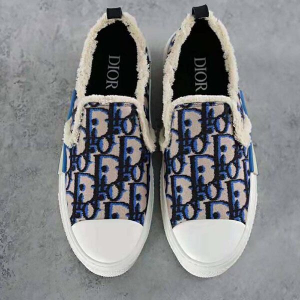 Dior Men B23 Slip-on Sneaker Beige Black and Navy Blue Dior Oblique Tapestry (6)