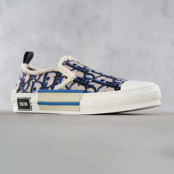 Dior Men B23 Slip-on Sneaker Beige Black and Navy Blue Dior Oblique Tapestry (7)