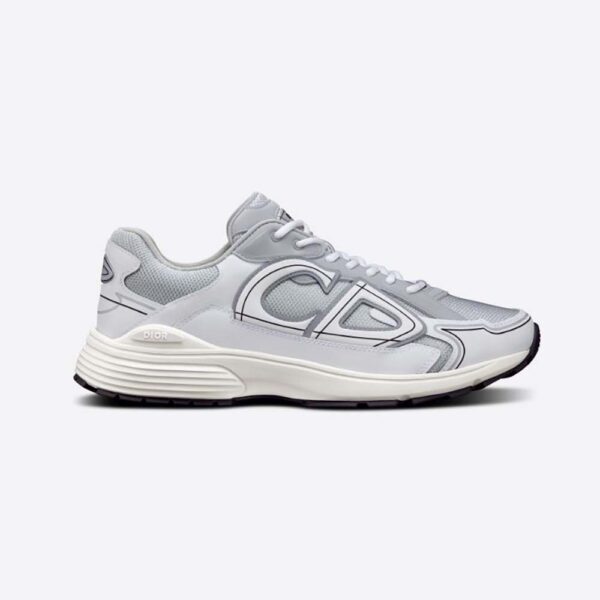 Dior Men B30 Sneaker Gray Mesh and White Technical Fabric (1)